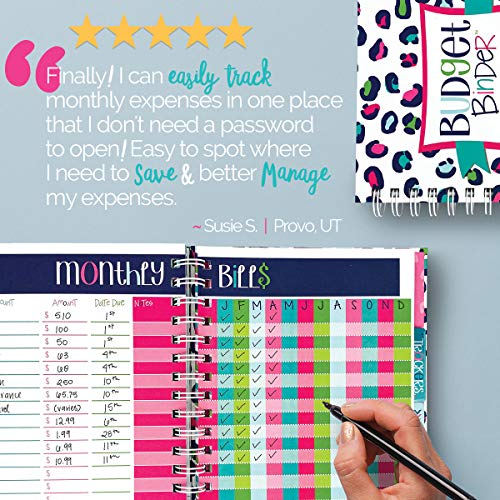 12Month Budget Planner Bill Tracker Organizer w/ Calendar & Pockets