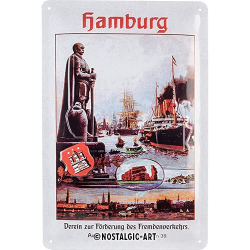 Nostalgic-Art Retro Tin Sign – Hamburg – Fremdenverkehr – Souvenir gift idea, Metal Plaque, Vintage design for wall decoration, 20 x 30 cm