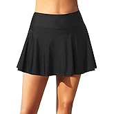 Tempt Me Women High Waisted Swim Skirt Tummy Control Swimsuit Bottom Bathing Suit Skirt with Panty (Available in Plus)