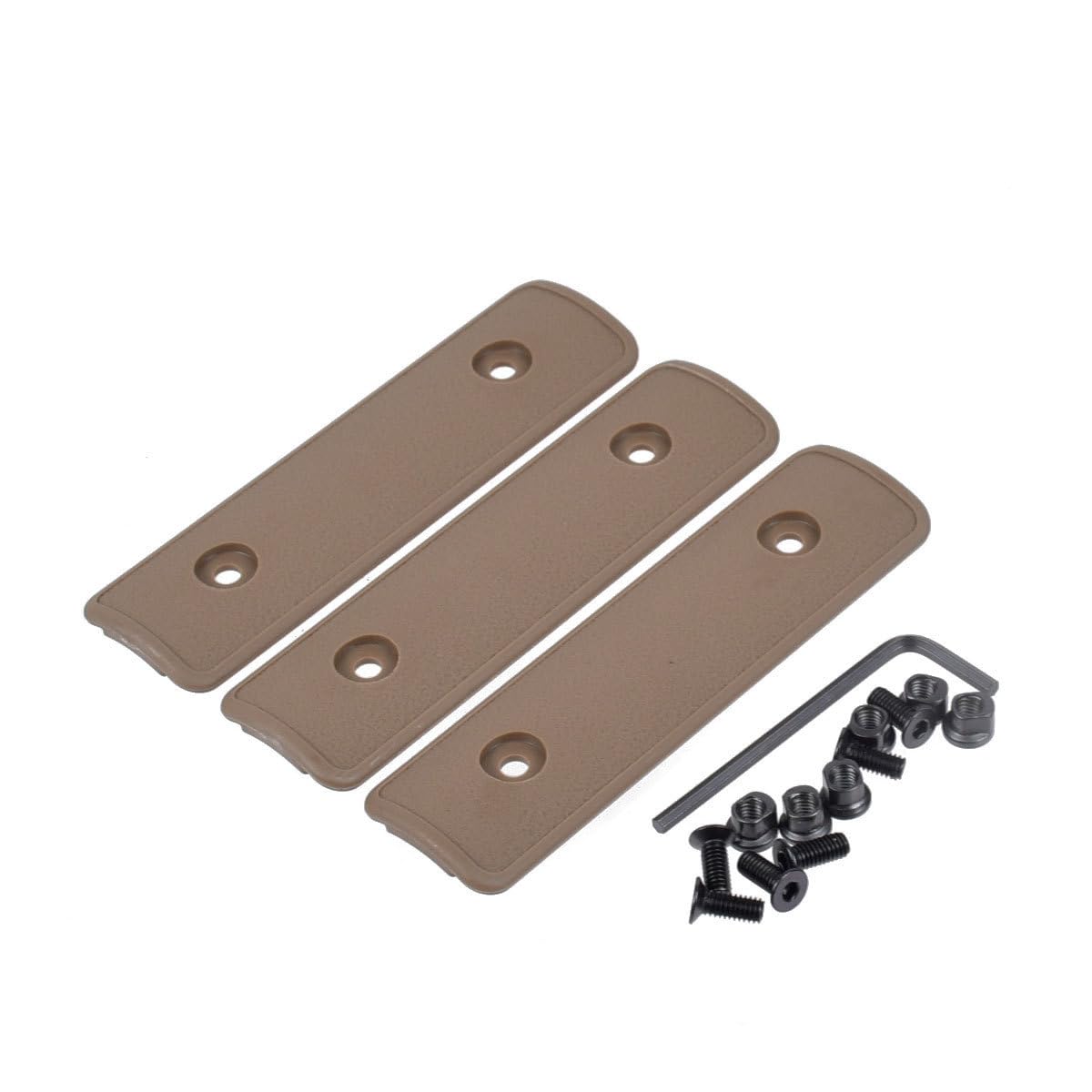 HOUSON 3 PCS Keymod Picatinny Handguard Protector, Picatinny Rail Cover Rubber Rifle Handguard Protector Rubber Ladder Rail Cover for Keymod Rail Khaki