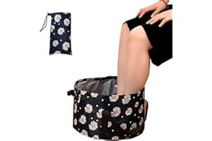 Collapsible Foot Bath Basin, Seneme Portable Travel Foot Tub for Soaking Feet Multifunctional Waterproof Foot Soaker Collapsible Bucket for Camping Washing Vegetables and Fruits (18 L/Black)