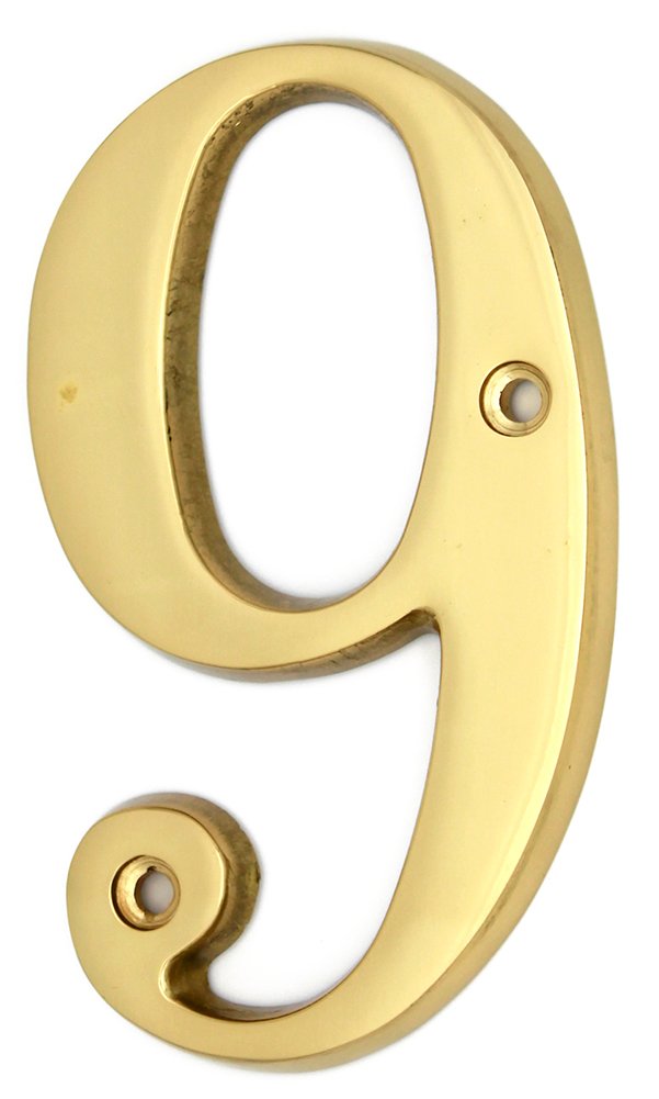 ZW Hardware A100 4 Inch(100mm) Bright Brass House Number 9 — image 1