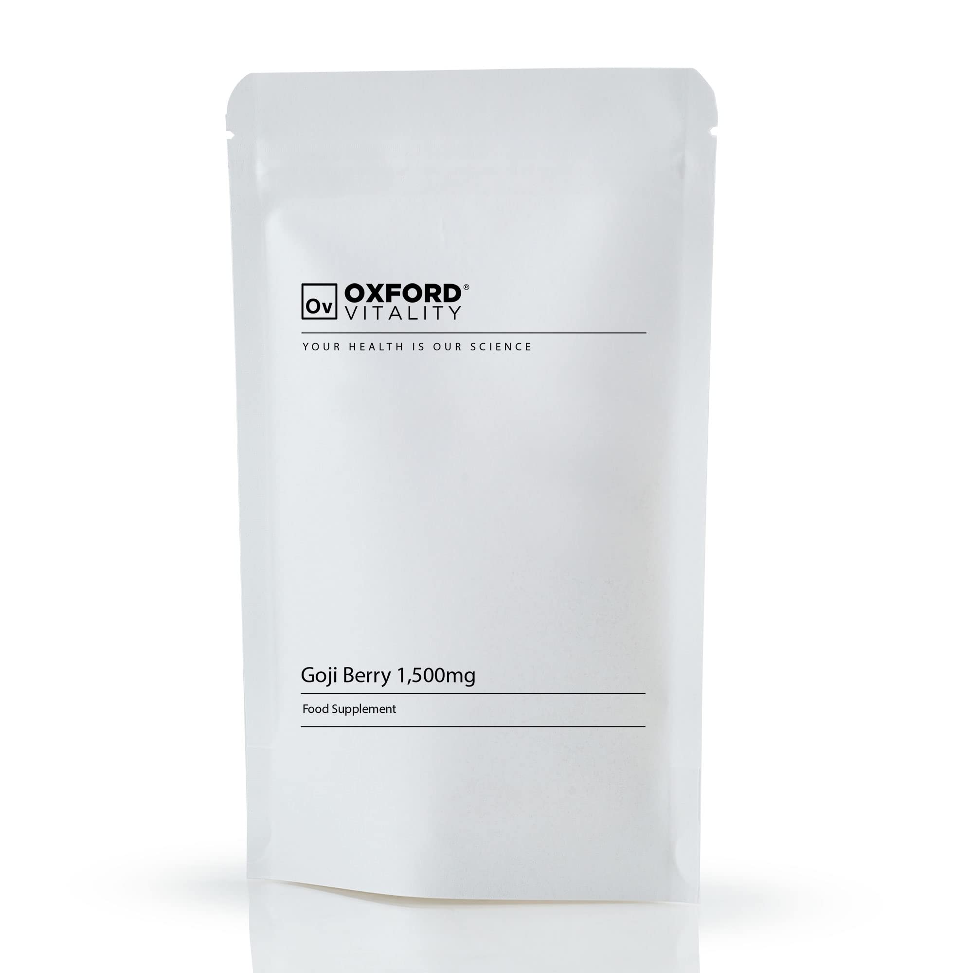 Oxford Vitality Goji Berry 1500mg Tablets | Antioxidant Supplement for Immune System Support and General Wellbeing | High Strength | Pack of 500