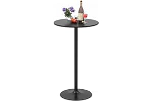 Giantex Two-in-one Bar Table with Detachable Pole, Metal Base, 24" Round Top, 40"/22" Two Convertible Height, Cocktail Table, Coffee Table, Pub Table for Dining Room, Restaurant, Kitchen (1, Black)