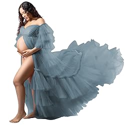 Tianzhihe Fluffy Tulle Maternity Robe for