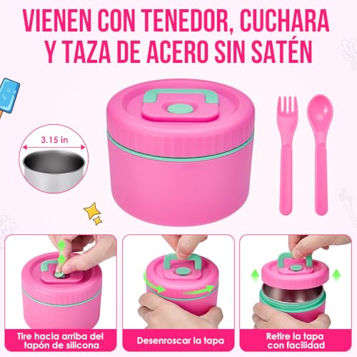 Nasjac Lonchera Bento Box para Niños Y Niñas, Caja Charolas Bento 2000ML de 4 Divisiones con Termo de Sopa, Bolsa de Almuerzo Termica para Niños Portátil con Cuchara Tenedor Bolsa Aislante
