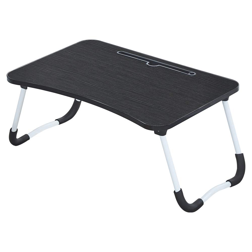 TUKAILAI Foldable Laptop Desk Dorm Portable Laptop Bed Table with Foldable Legs and Phone Slots Reading Holder for Eating Breakfast Reading Studying on Bed Couch Sofa Computer Bed Tray Black