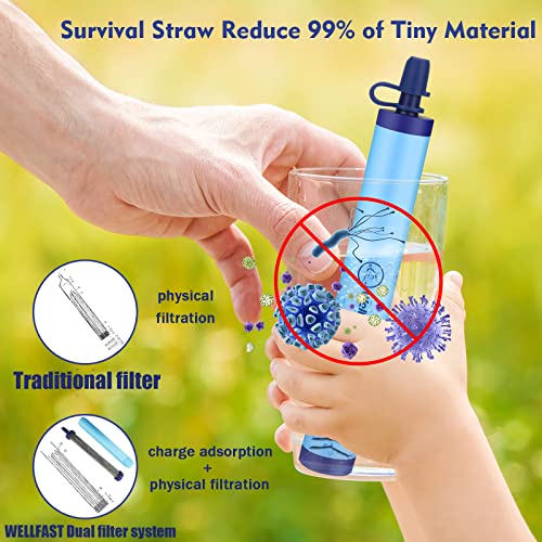 WELLFAST Survival Straw Filter, 2 Pack Personal Straw Water Filter