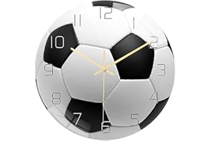 GENERIC Soccer Clock for Boys,Soccer Wall Clock 12 Inch - Silent Non-Ticking Sports Themed Decor for Game Room, Boys Bedroom, Classroom, Sports Fan Wall Clocks