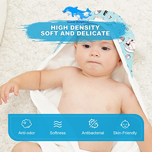 SWEET DOLPHIN Bamboo Baby Bath Towel Ultra Absorbent Soft Hooded