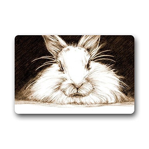 HUVATT Door Mats Customize Design Rabbit Welcome Doormat Size L W About cm L X cm W Garden Home Outdoor Indoor Use Non-Slip Door Floores 23.6 x 15.7 inches