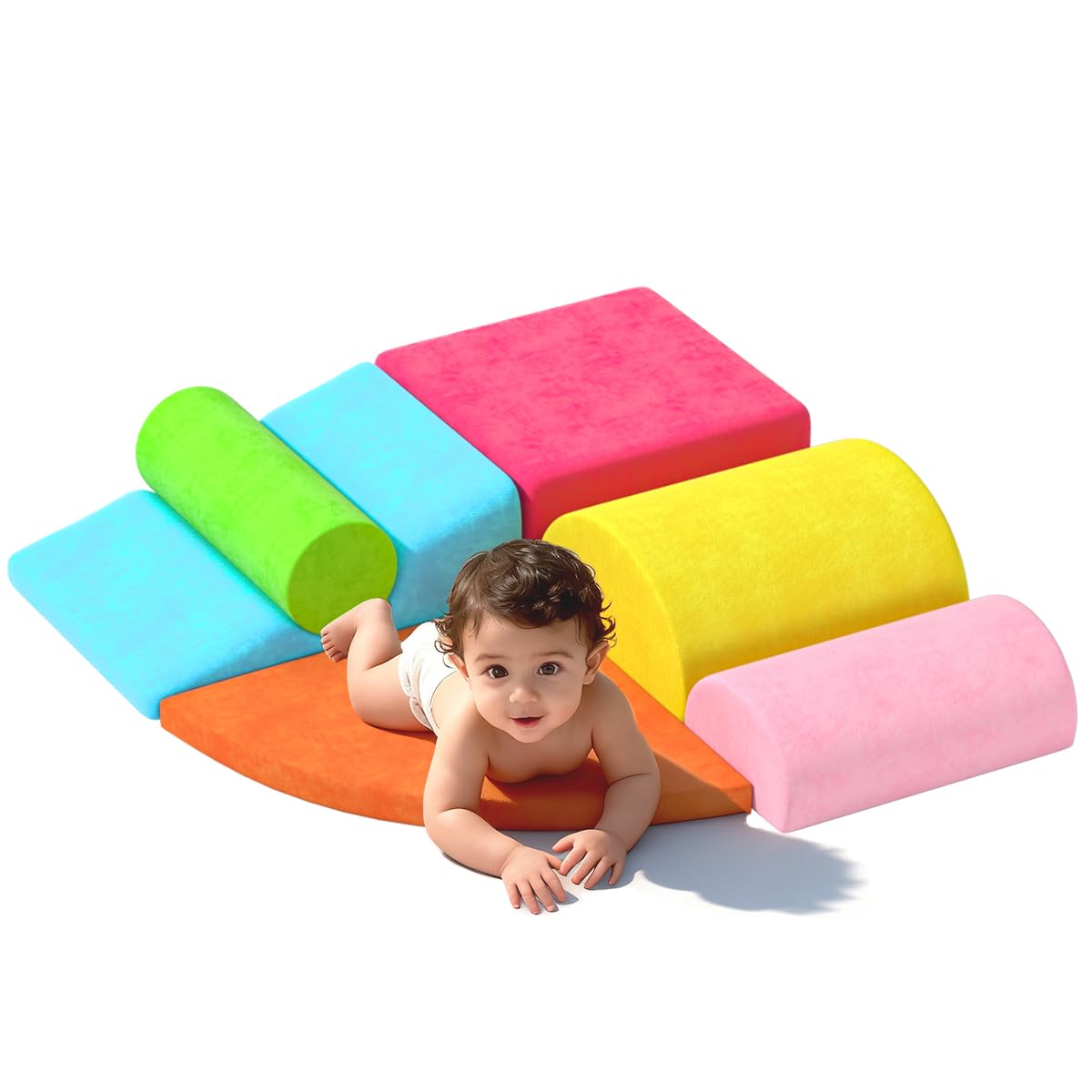 Photo 1 of *** SIMILAR IMAGE UNKNOWN SIZE OR MODEL**cjdropshipping 8 Piece Toddler Climbing Blocks?Soft Play Climbing Toys Indoor for Toddlers Ideal Crawling and Exploration Play Set for Baby Gym/Toddler Playground (Rainbow Color, 6pcs)