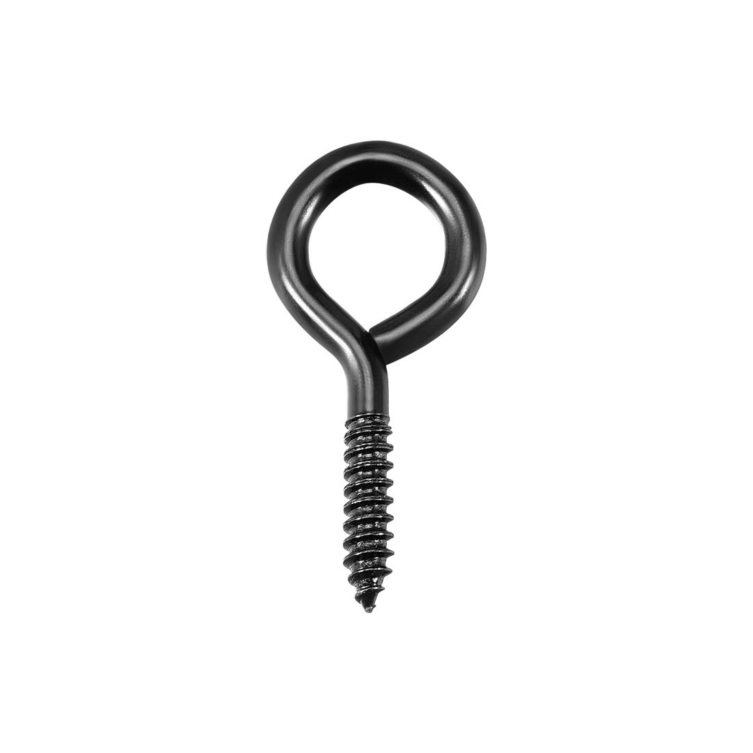 Sourcing Map 50pcs Black Iron Carbon Steel Eye Shape Hooks, 0.09" Screw, 0.79" Overall Length, 5 lbs Max Weight, Ceiling Mount, Decorative Hanging