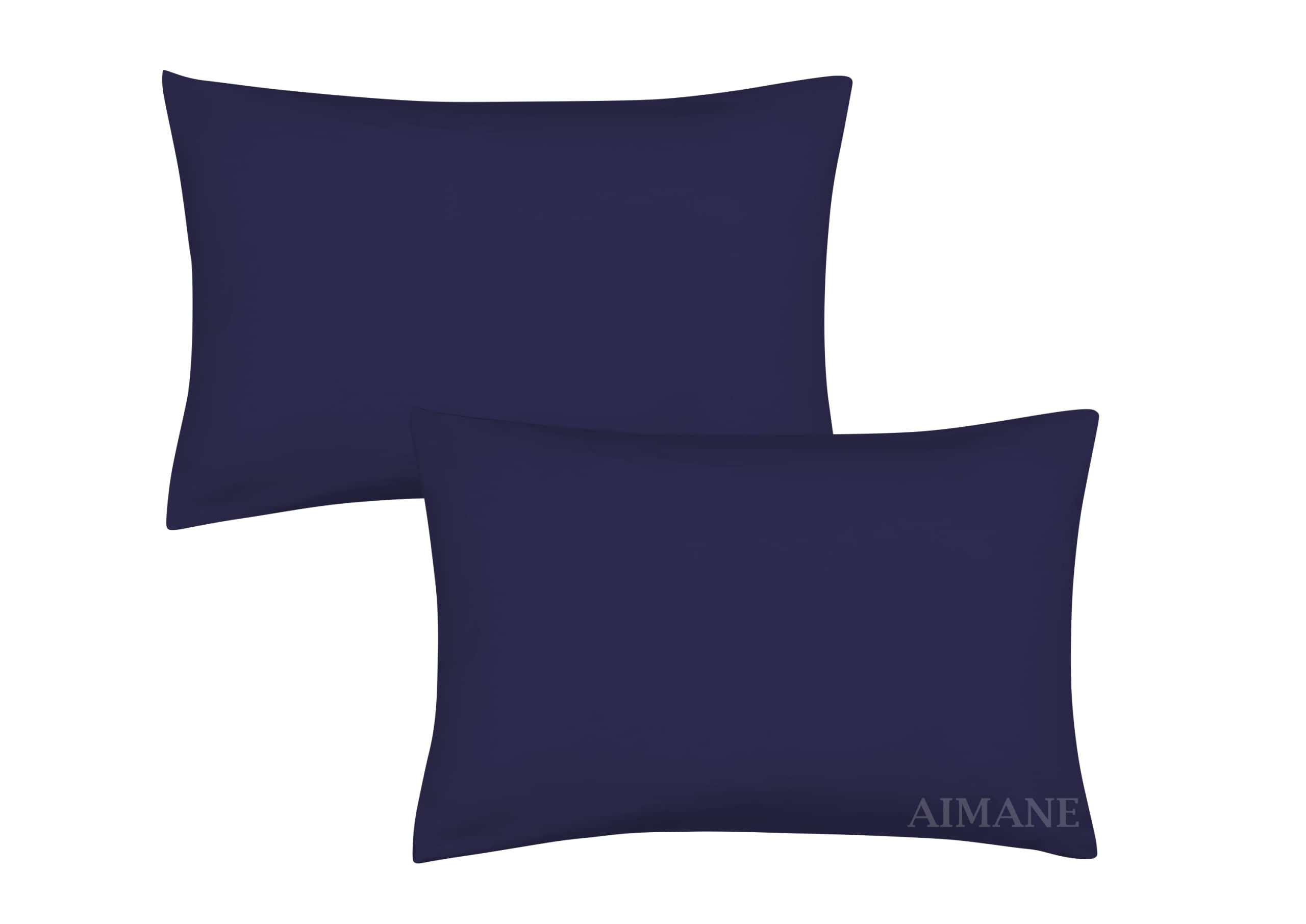 AIMANE® Percale Pair of Housewife Pillowcases 50 x 75 CM Polycotton Easy Care Plain Dyed Pillowcases Envelope Closure (Navy, Housewife Pillowcases)