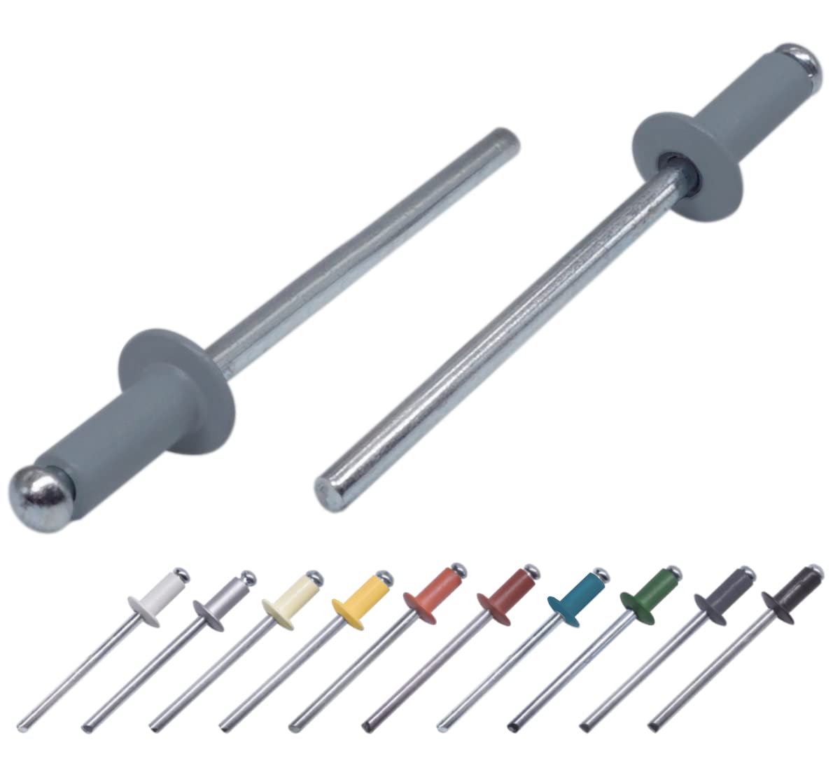 (Pack of 100 pcs) Painted Blind Rivets 3.2 x 8 mm, Dome Head, DIN 7337, Aluminum Rivet and Steel Mandrel, Pop Rivets (100, Squirrel Grey RAL 7000)