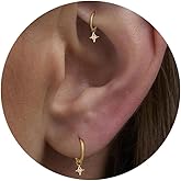 NONTAI 16G 18G Titanium Dangle Huggie Hoop, Rook Piercing Jewelry Cartilage Earring Conch Helix Hoop Earring