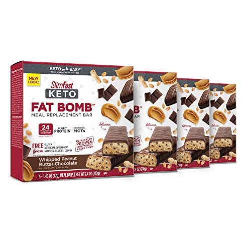 SlimFast Keto Fat Bomb Meal Replacement Whey Protein Bar, Whipped Peanut  Butter Chocolate, Low Carb with 7g Protein, 5 Count Box (Pack of 4) in  Dubai - UAE | Whizz Protein Bars