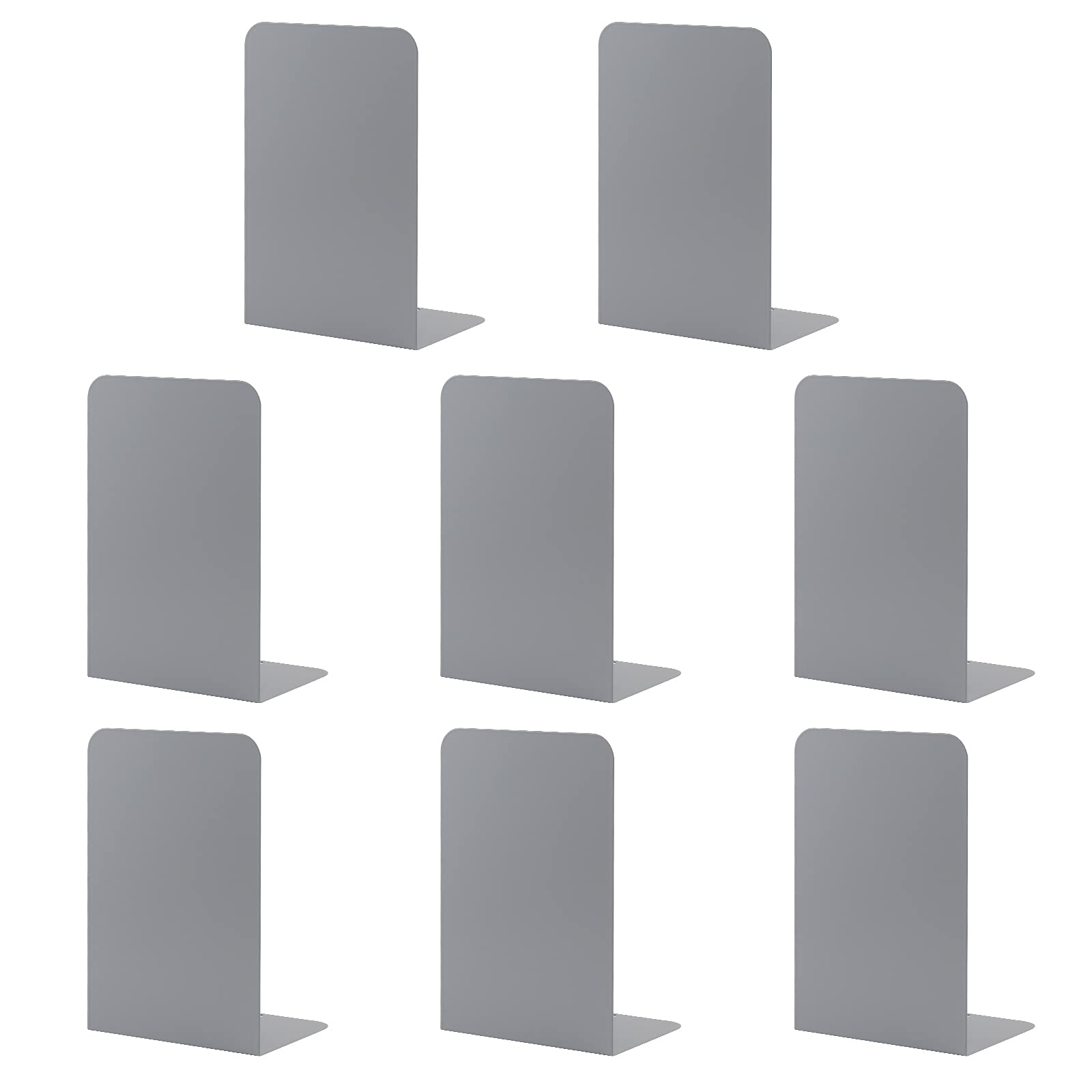4 Pairs Book Ends for Shelves, MSDADA Heavy Duty Bookends for Office, School&Home, Metal Bookends for Heavy Books, Anti Slip Book Shelf Holder Bookend Supports Book Stoppers(Grey)