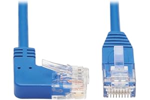 Tripp Lite Right Angle Cat6 Ethernet Cable, Gigabit Molded Slim UTP Network Patch Cable, Blue, 1 ft. (N204-S01-BL-RA)