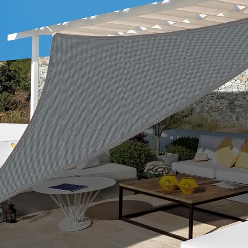 Triangular Shade Sail 4 x 4 x 4 m with Fixing Kit, Waterproof Triangular Shading Canvas, Sun Protection and Anti-UV, Shade Cloth without Drilling, Suitable for Terraces, Gardens and Greenhouses (Grey)