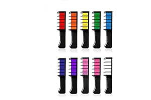 10 Color Temporary Bright Hair Chalk Set, Kalolary Metallic Glitter Hair Chalks, Hair Chalk Comb Set Washable Color for Kids 