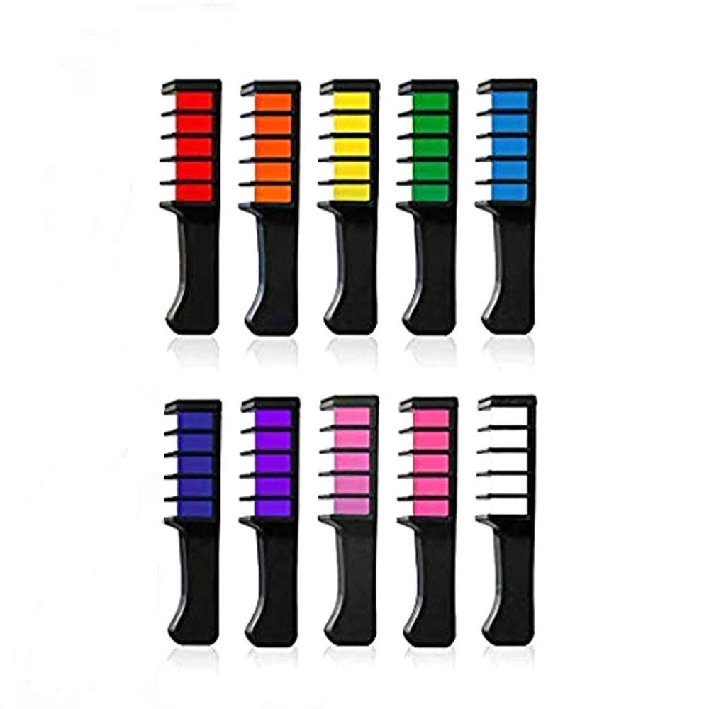 10 Color Temporary Bright Hair Chalk Set, Kalolary Metallic Glitter Hair Chalks Birthday Girls Gift, Hair Chalk Comb Set Washable Color for Kids Hair Dyeing Party, Cosplay, Halloween, Christmas