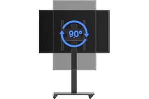 XINLEI Rotating Mobile TV Cart with Wheels Rolling TV Stand for 26-55" Flat Panel Screens TVs, Portrait to Landscape, Height Adjustable Floor Stand Base Max VESA 400x400mm