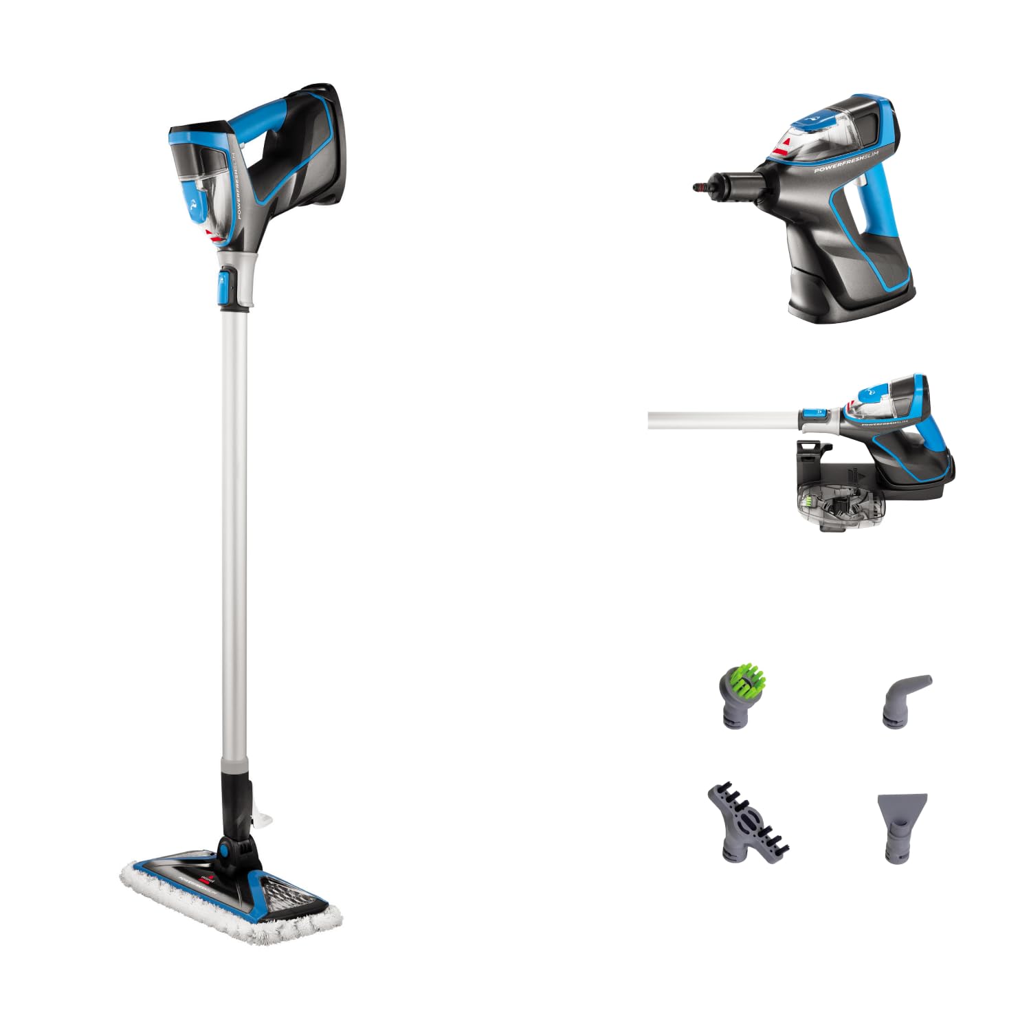 BISSELL PowerFresh Slim Steam, 3-in-1 Steam Cleaner, Converts From Steam Floor Cleaner to Handheld Steam Cleaner,Lightweight, Multipurpose Handheld Steamer, Tools Included, 1500W, 1,86kg, 2234E