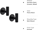 YUET 2 Pcs Bathroom Towel Hook Self Adhesive Stainless Steel Matte Black view 9