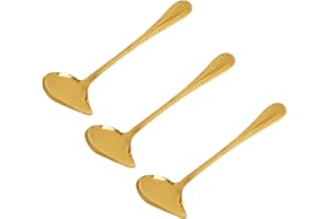 3pcs Sauce Ladle with Pouring Spout, Gold-Colored Stainless Steel Gravy Pour Ladle Spoon Sauce Drizzle Metal Punch Spoon with