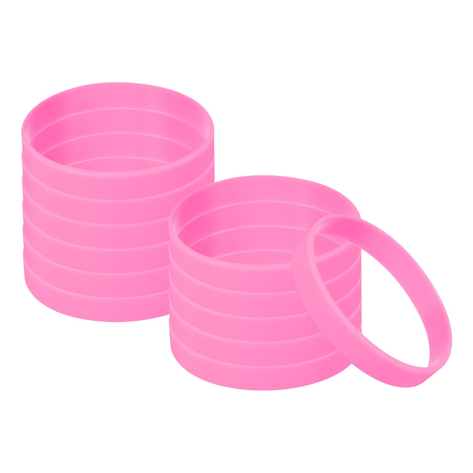PATIKIL Silicone Bracelets, 12 Pack Rubber Elastic Colored Blank Wristbands Stretch Sports Bands for Adults Teen Sports Team Games, Pink