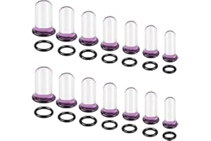 ONESING 14-18Pcs Glass Ear Stretching Kit 1.6-7mm/7.5-12mm Plugs for Ears Gauges with O-Rings Single Flare Glass Gauge Stretc