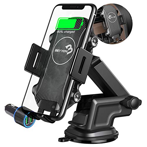 Wireless Car Charger Mount Holder Qi Fast Charging Auto Clamping  Dashboard Windshield Air Vent Phone