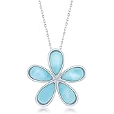 Beaux Bijoux Larimar Necklace for Women – Natural Larimar Pendant Necklace in 925 Sterling Silver – Caribbean Blue Gemstone - Unique Jewelry Gift