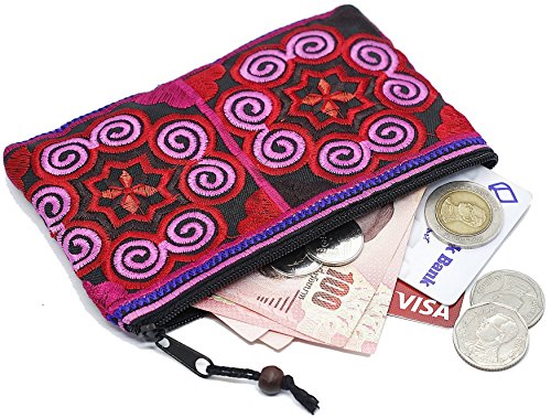 Sabai Jai - Handmade Coin Purse - Small Embroidered Boho Change Purse Pouch