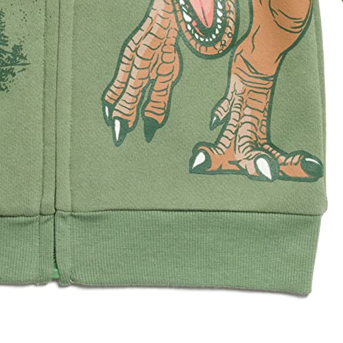 JURASSIC WORLD DINOSAUR T-REX LITTLE BOYS FLEECE ZIP UP HOODIE GREEN 6