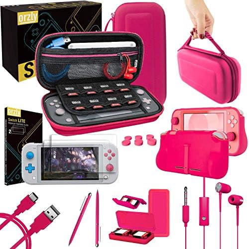 Orzly Switch Lite Accessories Bundle Case Screen Protector for