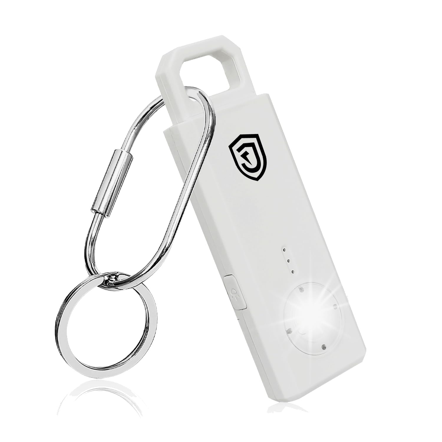 JUSTOP Personal Safety Alarm, 130Db Siren, Pocket Self Defence Keychain, USB-C Rechargeable, With LED Torch, Strobe lights, Travel Luggage Alarm, For Women Elderly Dog Walker (White)