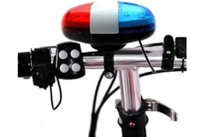 Optimal Shop 6 Bike Bicycle Police LED Light + 4 Loud Siren Sound Trumpet Cycling Horn Bell