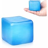 Superzon Square Stress Cube – Ice Cube Squishy Toy for Kids & Adults | Fidget Cube, Non-Toxic Sensory Squishy Ball, Stress Relief & Anxiety Toy – 2.17in (Blue)