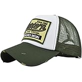 LONGTEN Half Mesh Baseball Cap Vintage Washed Denim Trucker Cap Embroidery Western Cotton Sun Hat Adjustable Unisex