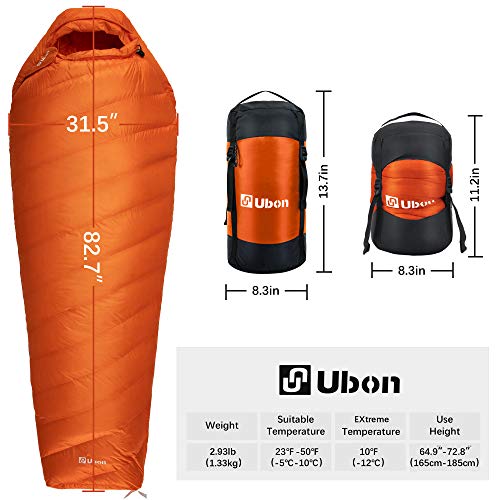 Ubon Extreme 10 Degree F 650 Fill Power Down Sleeping Bag Waterproof