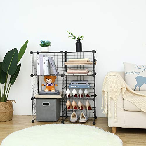 C&AHOME Metal Wire Cube Storage, Interlocking Shelves Organizer Units