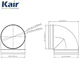 Kair 150mm 6in Plastic Ducting 90 Degree Elbow Bend White view 2