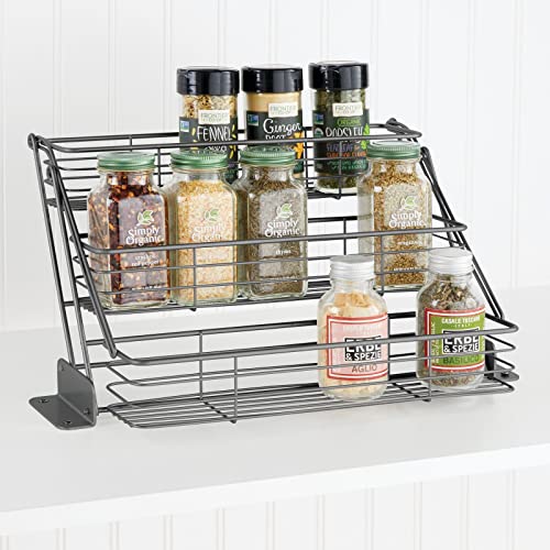 mDesign Metal 3Tier Pull Down Spice Rack, Easy Reach Retractable Large