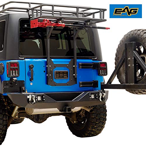 EAG Rear Cargo Carrier Basket on OE Tailgate with Jack Mount Compatible with 0718 Wrangler JK