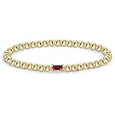 Free bird Birthstone Beaded Bracelet for Women Dainty 14K Gold Plated Stretchable Beaded Bracelet Hypoallergenic Waterproof Trendy Stackable Bracelet Birthstone Jewelry Gift for Birthday Christmas Valentine's Day