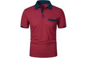 Classic Men's Short-Sleeved Polo Shirt with Pockets Lightweight Moisture Wicking Solid Color Business Casual Tee