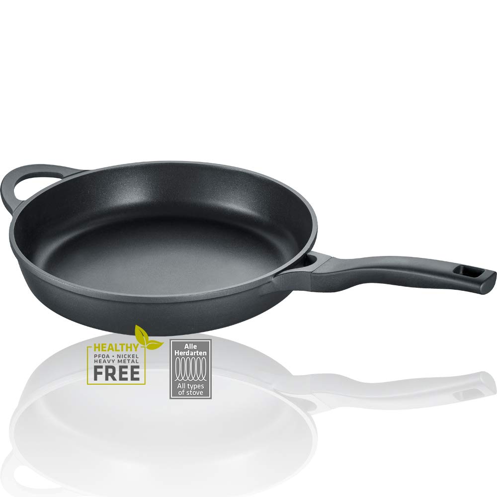 Berndes Vienna Frying Pan 28 cm, Suitable for All Cookers, Frying Pan with 3-Layer Non-Stick Coating, Full Surface Induction, Non-Stick Coating, Aluminium, Black