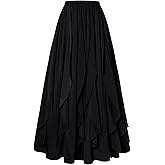 SCARLET DARKNESS Womens Boho Maxi Skirt 2026 Renaissance Long Skirt High Waist Ruffle Flowy Skirts